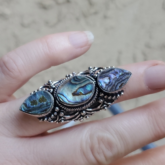 New Abalone Shell 925 Silver Statement Ring. - Picture 5 of 14